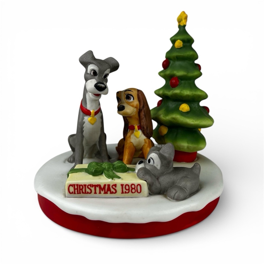 🇯🇵 1980 Grolier Disney Christmas Figurine Lady & The Tramp L.E.